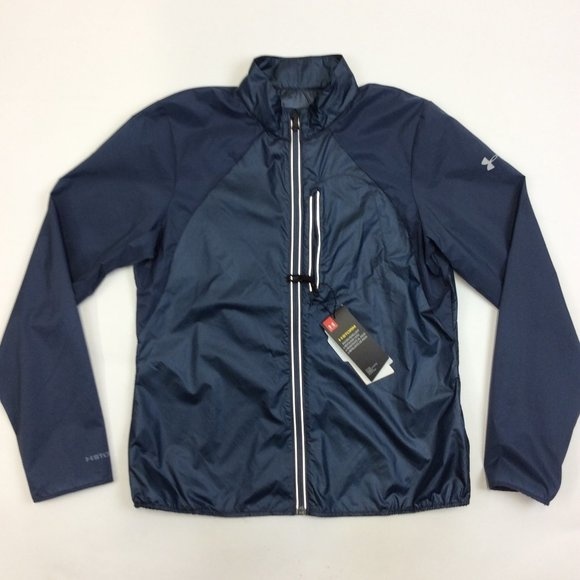 Under Armour Women's Small Outdoor Impasse Wind Jacket 1350958 Blue Black - Picture 2 of 11